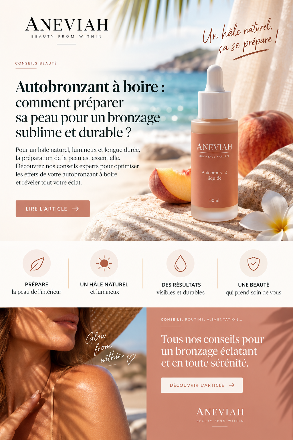 Autobronzant à boire : comment préparer sa peau pour un teint hâlé naturel ?