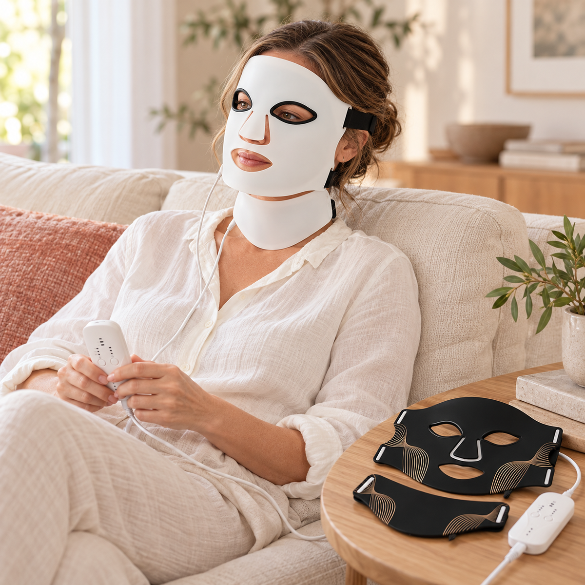 Masque LED Éclat blanc, moment de détente à domicile